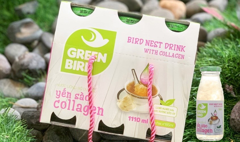 Lốc 6 chai nước yến sào collagen Green Bird 185 ml (từ 18 tuổi)