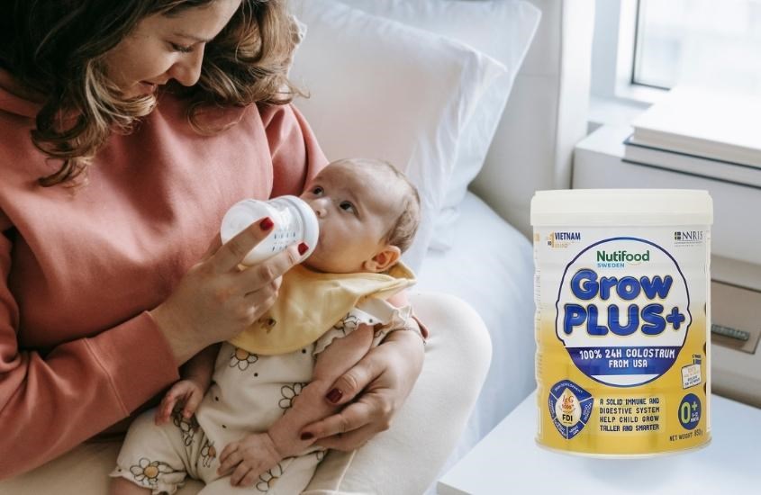 Mẹ có thể bổ sung ARA cho bé thông qua sữa bột Nutifood GrowPLUS+ 850g (0 - 12 tháng)