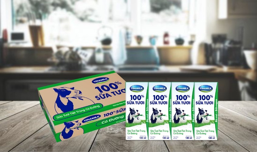 Thùng 48 hộp sữa tươi Vinamilk có đường 180 ml (từ 1 tuổi)