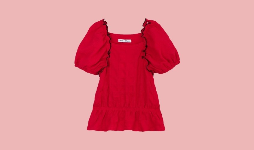 Áo kiểu bé gái Canifa 1TO21C006-SR102 màu đỏ